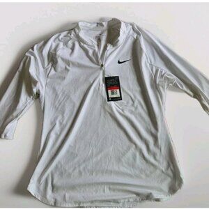 Nike Womens Dry 3/4 Sleeve Tennis Top - White - Large